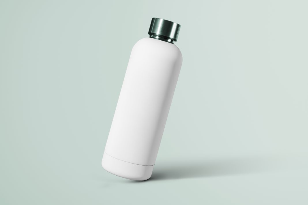 White reusable water bottle
